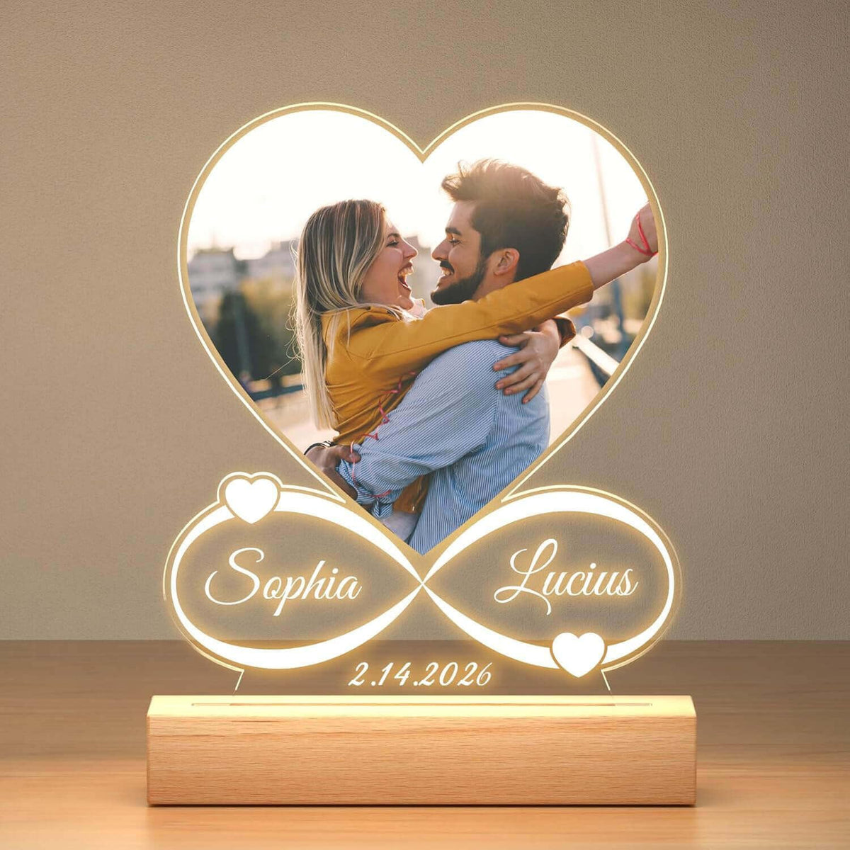 Personalized Infinity Heart Memory Frame – Custom Photo, Names & Date, Crafted with Premium-Grade Material, Perfect for Valentine’s & Anniversary Gifts