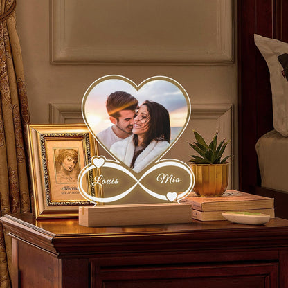 Personalized Infinity Heart Memory Frame – Custom Photo, Names & Date, Crafted with Premium-Grade Material, Perfect for Valentine’s & Anniversary Gifts